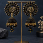 Black Peacock Jhumka Earrings