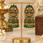 Vaidehi Green Lakshmi Oxidised Jhumka Earrings
