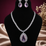 Heena Pink American Diamond Necklace Set