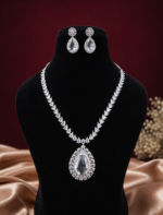Heena White American Diamond Necklace Set - Image 2