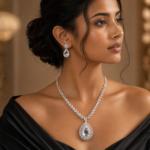 Heena White American Diamond Necklace Set