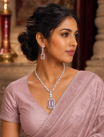 Himanshi Pink American Diamond Necklace Set
