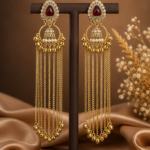 Afsana Long Kashmiri Ghungru Earrings – Red