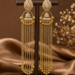 Afsana Long Kashmiri Ghungru Earrings – Light Pink