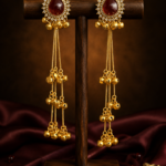 Kasturi Long Kashmiri Ghungroo Earrings – Ruby Red