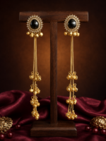 Kasturi Long Kashmiri Ghungroo Earrings – Black
