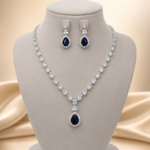 Rubina Dark Blue American Diamond Necklace Set