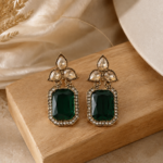 Aarini Dark Green Kundan Stud Earrings
