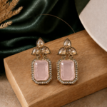 Aarini Light Pink Kundan Stud Earrings