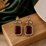 Aarini Red Kundan Stud Earrings