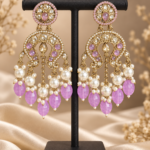 Apoorva Lavender Lightweight Kundan Chandbali Earrings