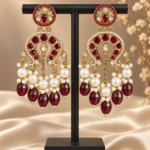 Apoorva Red Lightweight Kundan Chandbali Earrings