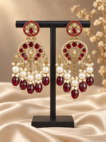 Apoorva Red Lightweight Kundan Chandbali Earrings