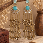 Niyati Long Kashmiri Ghungroo Earrings – Light Blue