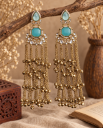 Niyati Long Kashmiri Ghungroo Earrings – Light Blue