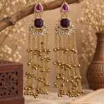 Niyati Long Kashmiri Ghungroo Earrings – Purple