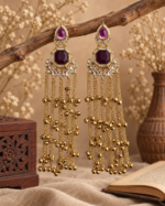 Niyati Long Kashmiri Ghungroo Earrings – Purple