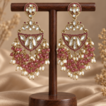 Niyati Wine Kundan Chandbali Earrings