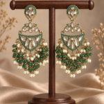 Niyati Dark Green Kundan Chandbali Earrings