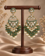 Niyati Dark Green Kundan Chandbali Earrings