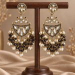 Niyati Black Kundan Chandbali Earrings