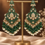 Damini Dark Green Kundan Chandelier Earrings