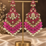 Damini Dark Pink Kundan Chandelier Earrings