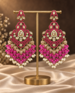 Damini Dark Pink Kundan Chandelier Earrings
