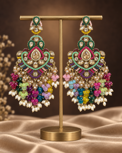 Damini Multi Kundan Chandelier Earrings