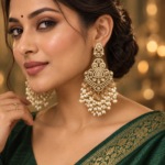 Damini White Kundan Chandelier Earrings