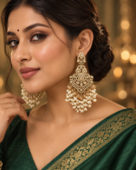 Damini White Kundan Chandelier Earrings