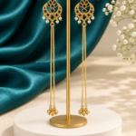 Ahana Long Kashmiri Ghungroo Brass Earrings – Black