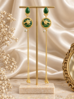 Barkha Kashmiri Ghungru Brass Earrings – Dark Green - Image 2