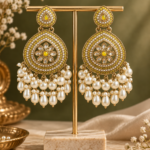 Gulnaz Ethnic Pearl Chandbali Earrings – Yellow