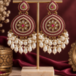 Gulnaz Ethnic Pearl Chandbali Earrings – Wine