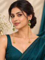Barkha Kashmiri Ghungru Brass Earrings – Dark Green