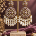 Gulnaz Ethnic Pearl Chandbali Earrings – Light Pink