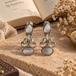 Stone Brass Earrings – White
