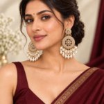 Gulnaz Ethnic Pearl Chandbali Earrings – White