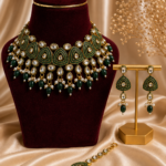 Binny Premium Kundan Jewellery Set – Dark Green