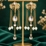 Aaranya Haathi Long Dangler Earrings – White