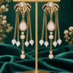 Aaranya Haathi Long Dangler Earrings – Light Pink