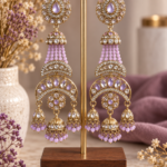 Nayab Long Kundan Jhumka Earrings – Lavender