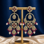Sonakshi Kundan Chandbali Earrings – Dark Pink