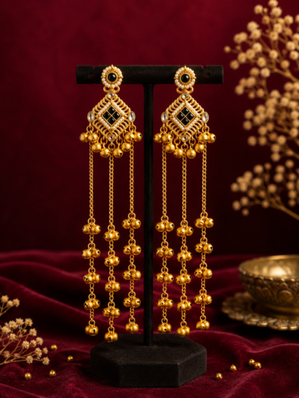 Niharika Kashmiri Ghungru Earrings – Black
