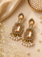 Aarzoo Kundan Pearl Dangler Earrings – Golden