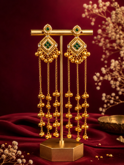 Niharika Kashmiri Ghungroo Earrings – Dark Green