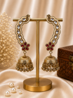 Aarika Kashmiri Ear Cuff Jhumka – Red - Image 2
