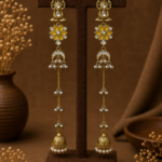 Zareen Long Kashmiri Jhumka Earrings – Yellow