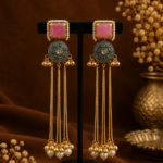 Shivani Premium Kashmiri Ghungroo Earrings – Light Pink